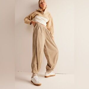 NWOT Free People To The Sky Cord Parachute Pants in Beige